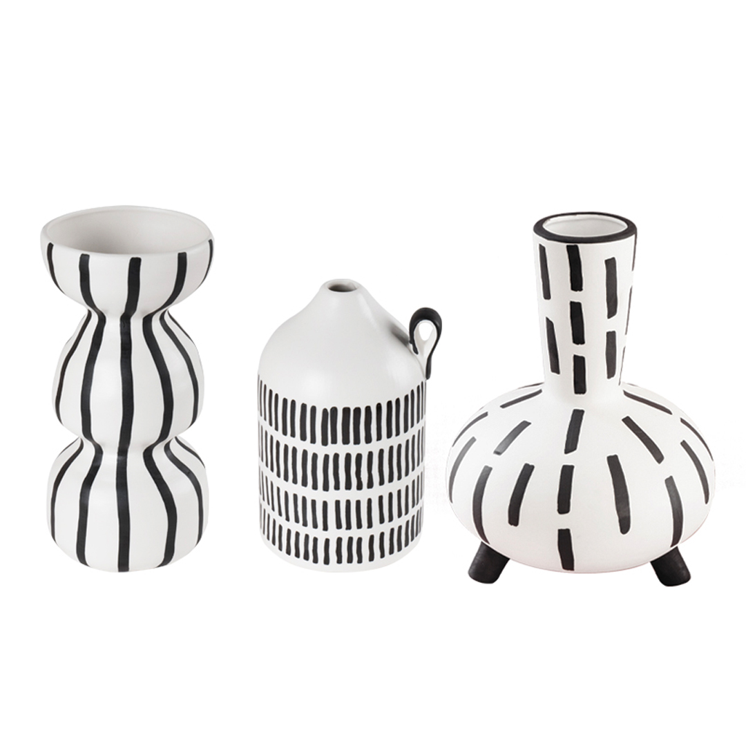 Unique Stripe Black White Vase 유니크 스트라이프 꽃병
