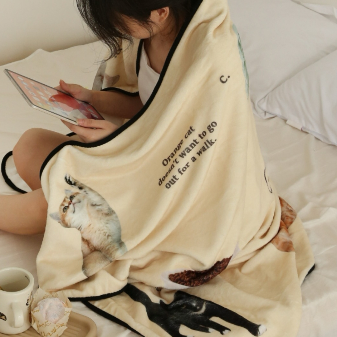Meow Cat Blanket 귀여운 사계절 사무실 무릎 블랭킷 담요