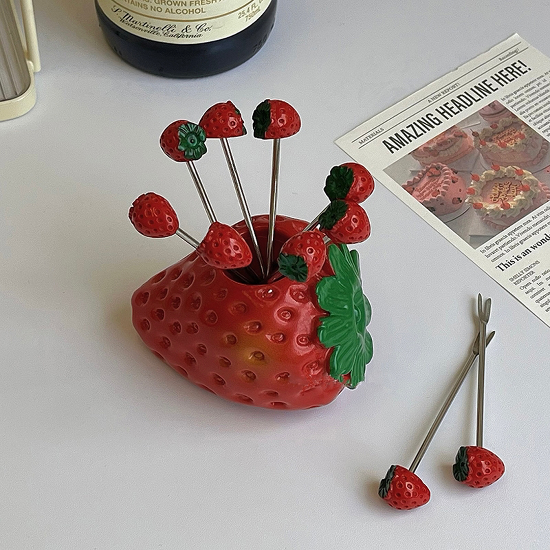 Strawberry Fork Case 딸기 디저트 포크 세트