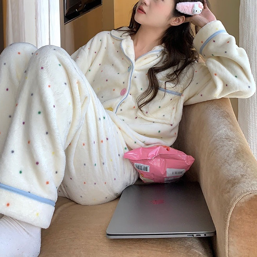 시즌 2 Rainbow Pajamas Set 레인보우 도트 파자마 홈웨어 커플잠옷 세트